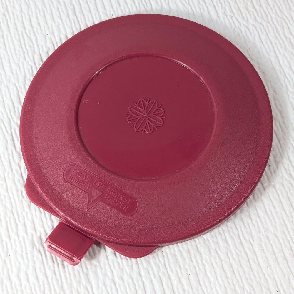 Vintage Anchor Hocking Plastic Food & Craft Storage Lid round circle red